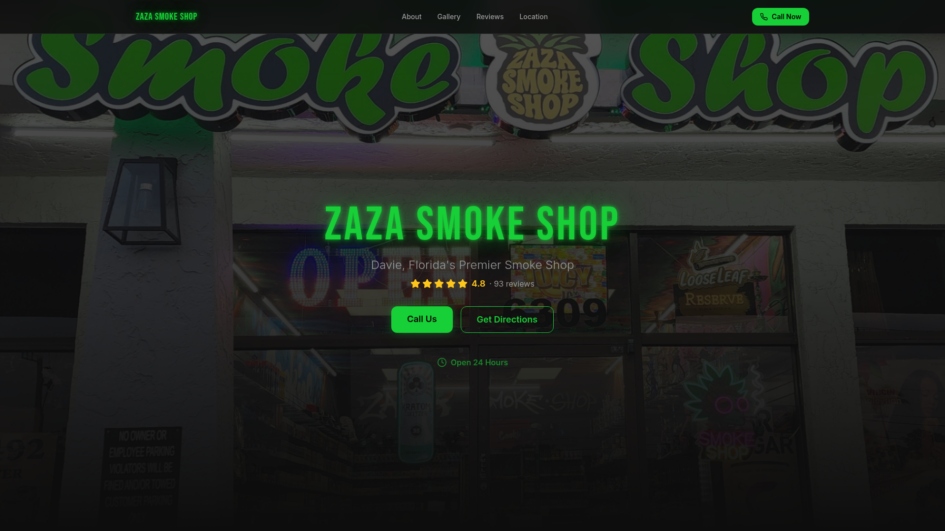 Zaza Smoke Shop website screenshot